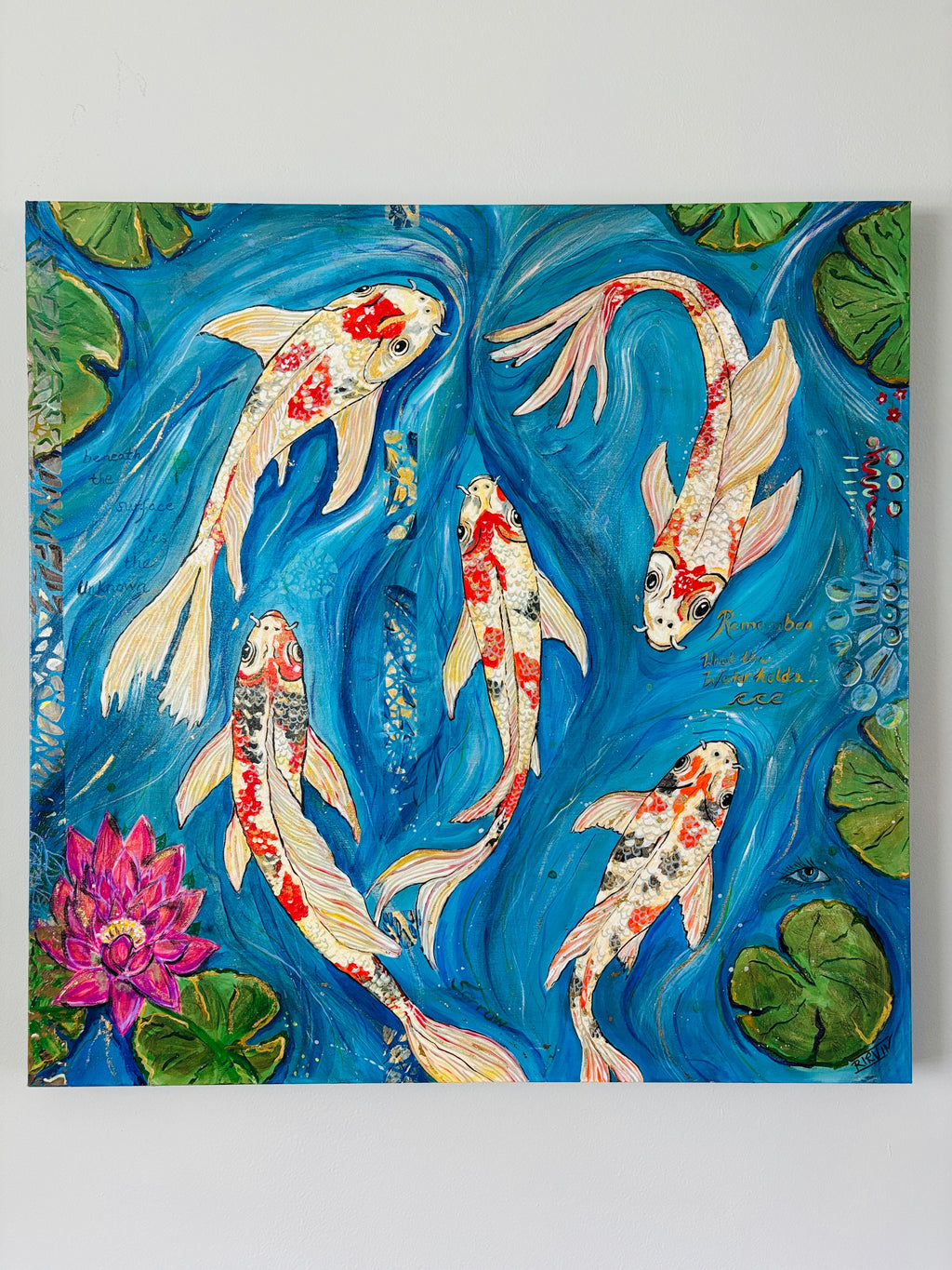 Where Koi Remember — signed fine art print by Rita Irvin, limited edition archival koi art