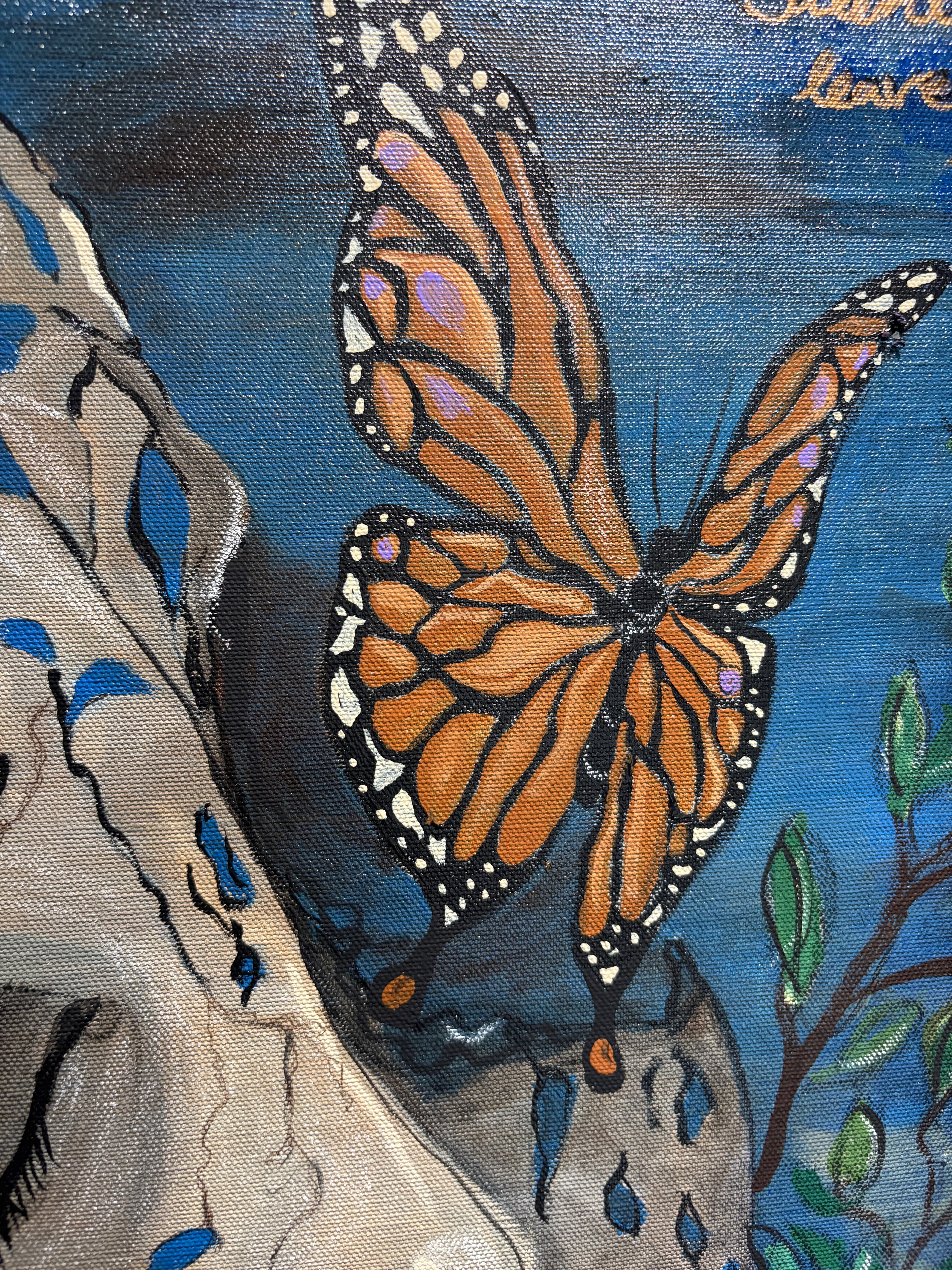 Side angle of Silent Storms, mixed media painting by Rita Irvin