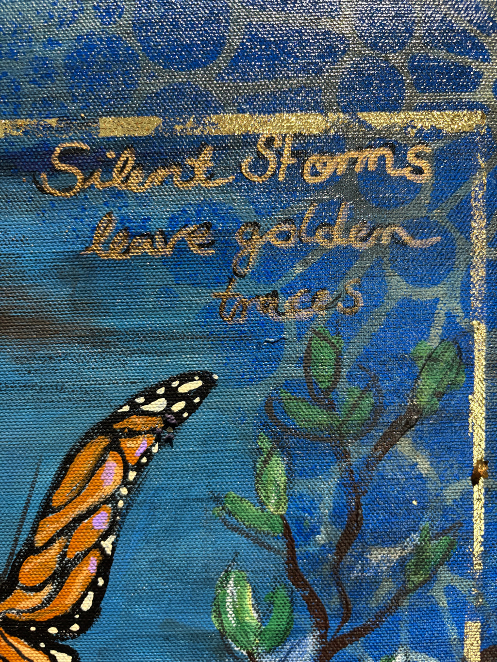 Additional view of Silent Storms, mixed media painting by Rita Irvin