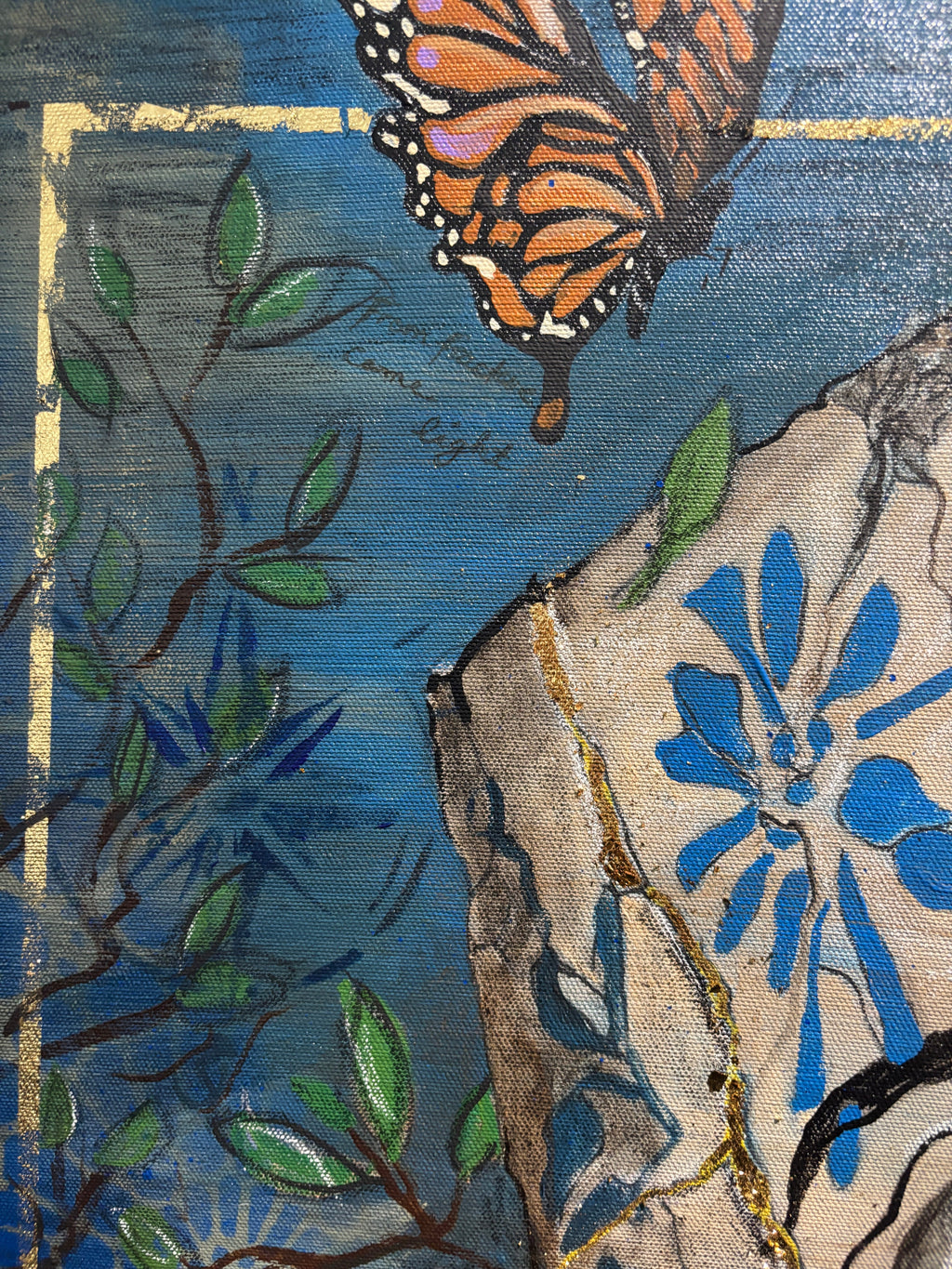 Full view of Silent Storms, mixed media painting by Rita Irvin