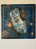 Silent Storms — original mixed media painting with butterflies and koi by Rita Irvin